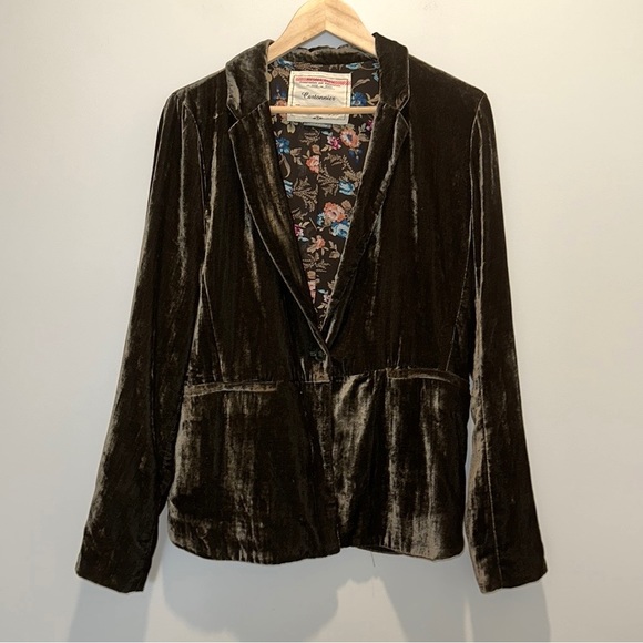 Cartonnier x ANTHROPOLOGIE Velvet Blazer Moss - Picture 4 of 11